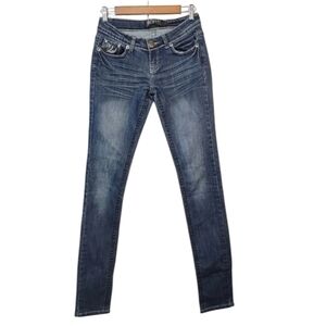 Premier Rue 21 Juniors Girls Blue Denim Bead Embellished Skinny Jeans Sz 1/2L